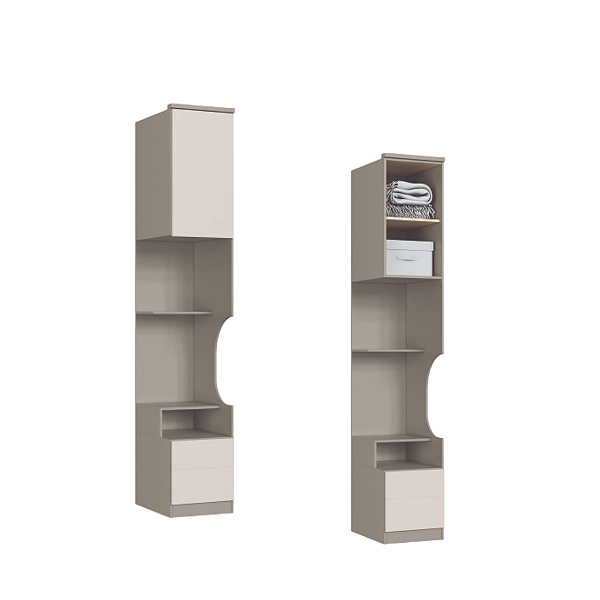 Módulo de Cabeceira Reta Elegance - 4211A - Niquel/Blanc - Móveis Castro