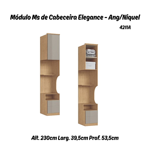 Módulo de Cabeceira Reta Canelado Elegance - 4211A - Angelin/Niquel - Móveis Castro