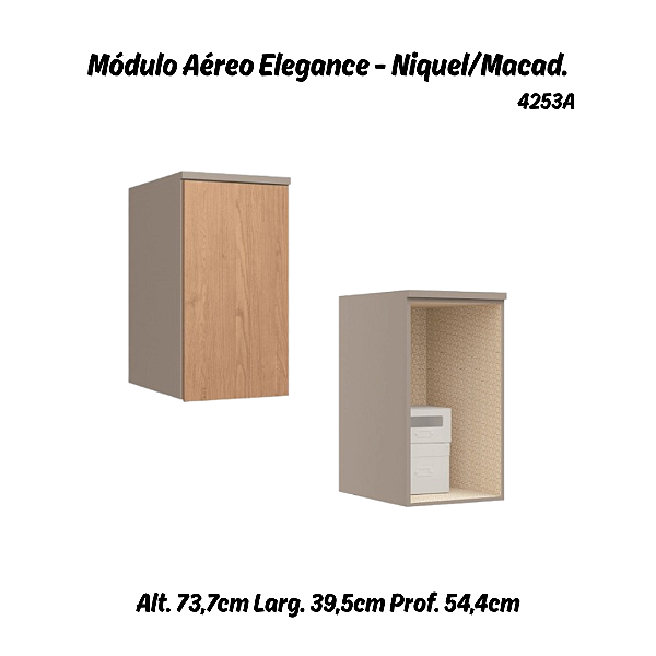 Módulo Aéreo 01 Porta Elegance - 4253A - Niquel/Angelin - Móveis Castro