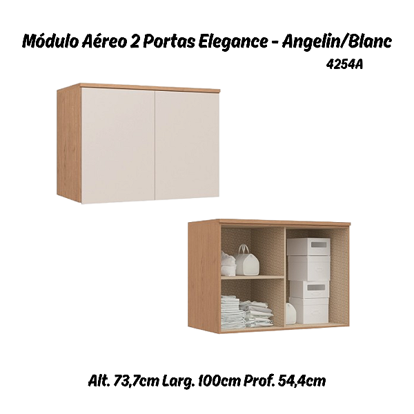 Módulo Aéreo 02 Portas Elegance - 4254A - Angelin/Blanc - Móveis Castro