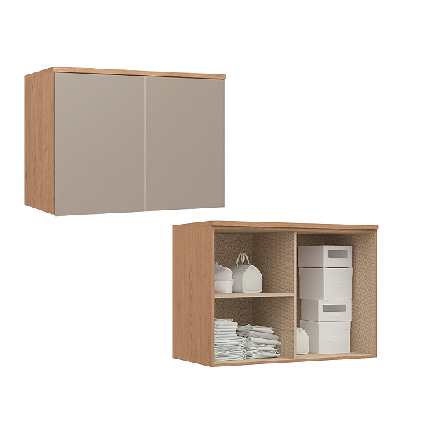 Módulo Aéreo 02 Portas Elegance - 4254A - Angelin/Niquel - Móveis Castro