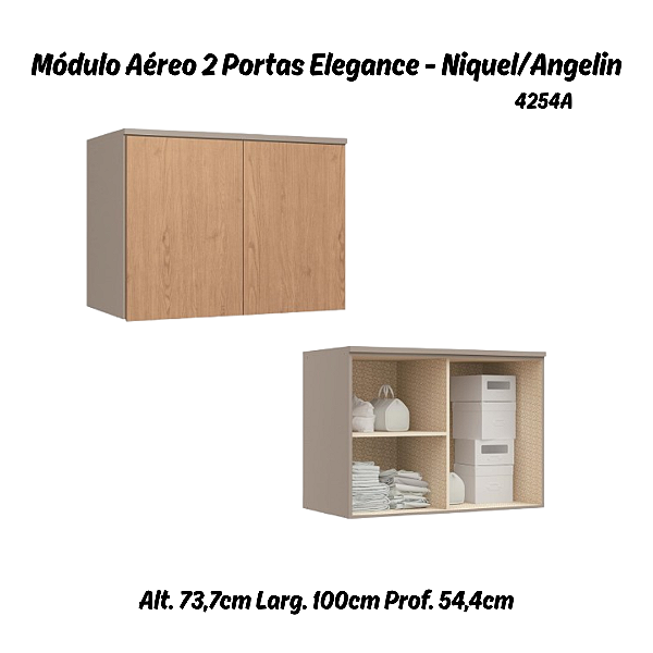 Módulo Aéreo 02 Portas Elegance - 4254A - Niquel/Angelin - Móveis Castro