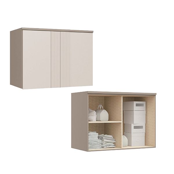 Módulo Aéreo 02 Portas Canelado Elegance - 4254A - Niquel/Blanc - Móveis Castro