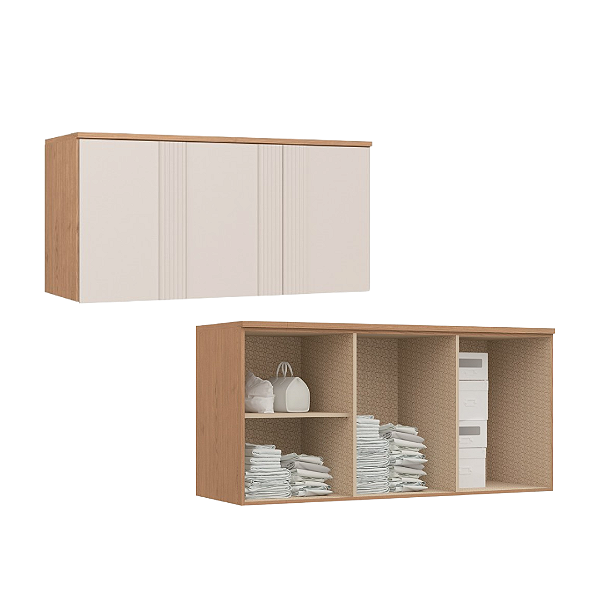 Módulo Aéreo 03 Portas Canelado Elegance - 4255A - Angelin/Blanc - Móveis Castro