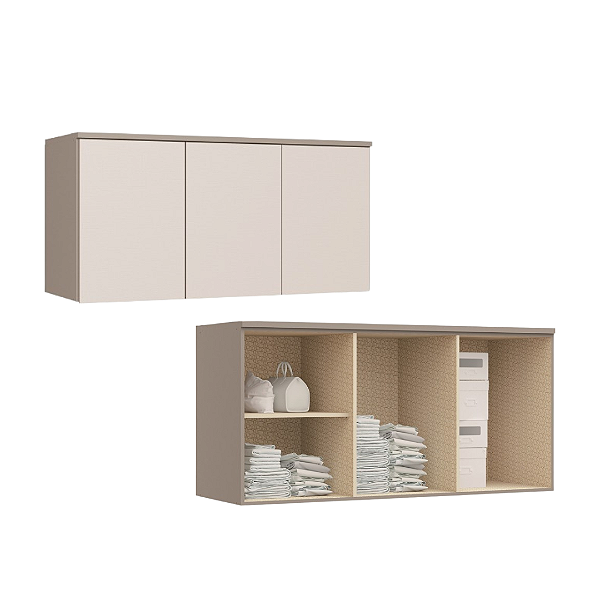 Módulo Aéreo 03 Portas Elegance - 4255A - Niquel/Blanc - Móveis Castro
