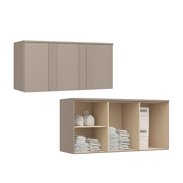 Módulo Aéreo 03 Portas Canelado Elegance - 4255A - Niquel - Móveis Castro