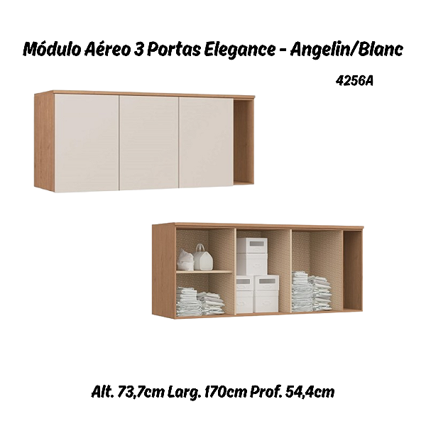 Módulo Aéreo 03 Portas Elegance - 4256A - Angelin/Blanc - Móveis Castro