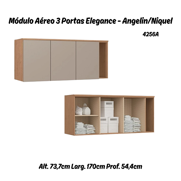 Módulo Aéreo 03 Portas Elegance - 4256A - Angelin/Niquel - Móveis Castro