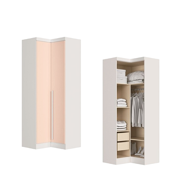 Módulo Canto Reto 02 Portas - Linha Infinity - 3908A - Branco/Blush - Móveis Castro