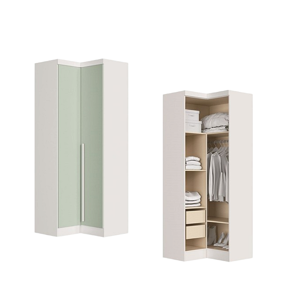 Módulo Canto Reto 02 Portas - Linha Infinity - 3908A - Branco/Pistache - Móveis Castro