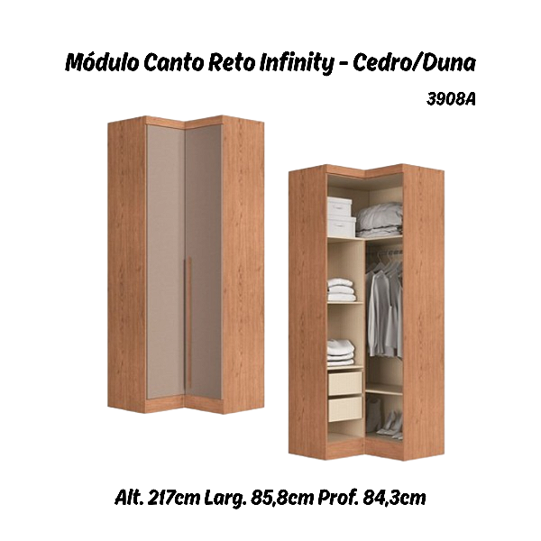 Módulo Canto Reto 02 Portas - Linha Infinity - 3908A - Cedro/Duna - Móveis Castro