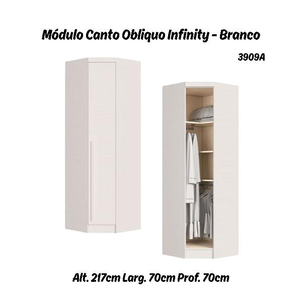 Módulo Canto Obliquo - Linha Infinity - 3909A - Branco - Móveis Castro