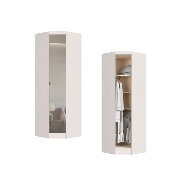 Módulo Canto Obliquo com Espelho - Linha Infinity - 3909A - Branco - Móveis Castro