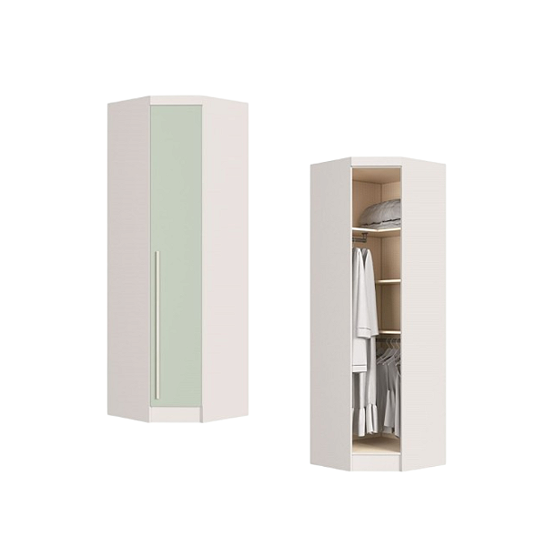Módulo Canto Obliquo - Linha Infinity - 3909A - Branco/Pistache - Móveis Castro