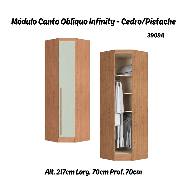 Módulo Canto Obliquo - Linha Infinity - 3909A - Cedro/Pistache - Móveis Castro