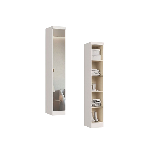 Módulo 01 Porta c/ Prateleiras com Espelho Infinity - 3910A - Branco - Móveis Castro