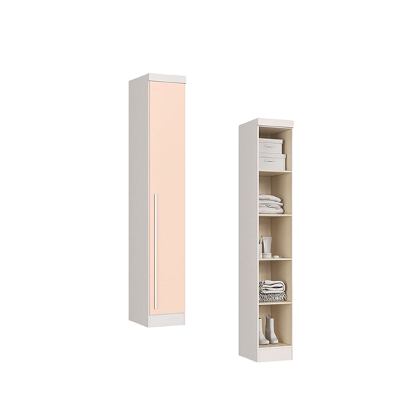 Módulo 01 Porta c/ Prateleiras Infinity - 3910A - Branco/Blush - Móveis Castro