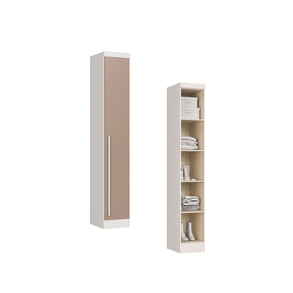 Módulo 01 Porta c/ Prateleiras Infinity - 3910A - Branco/Duna - Móveis Castro