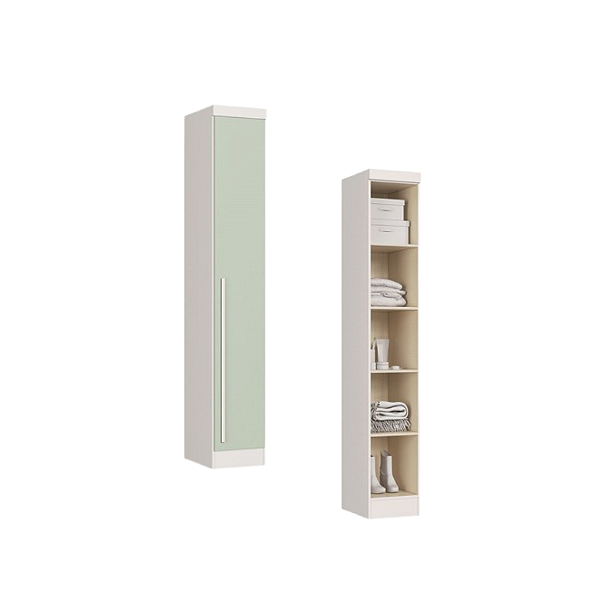 Módulo 01 Porta c/ Prateleiras Infinity - 3910A - Branco/Pistache - Móveis Castro