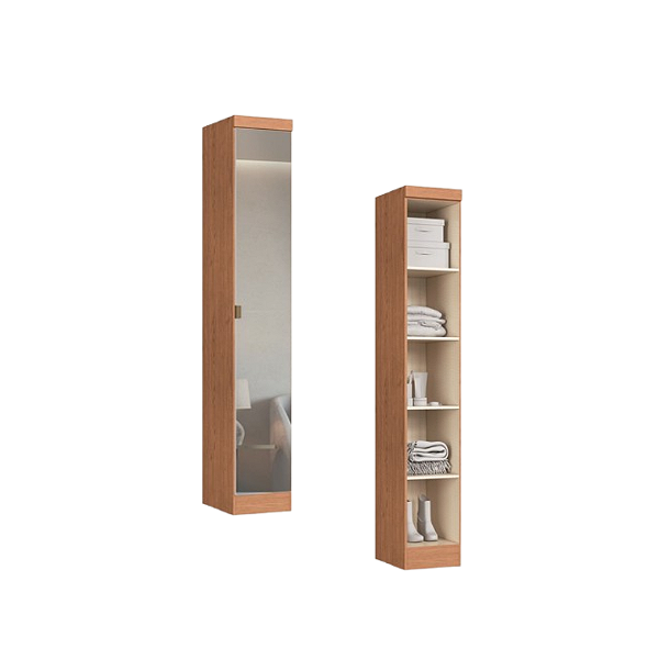 Módulo 01 Porta c/ Prateleiras com Espelho Infinity - 3910A - Cedro- Móveis Castro