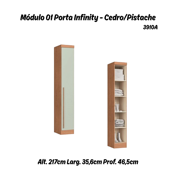 Módulo 01 Porta c/ Prateleiras Infinity - 3910A - Cedro/Pistache - Móveis Castro