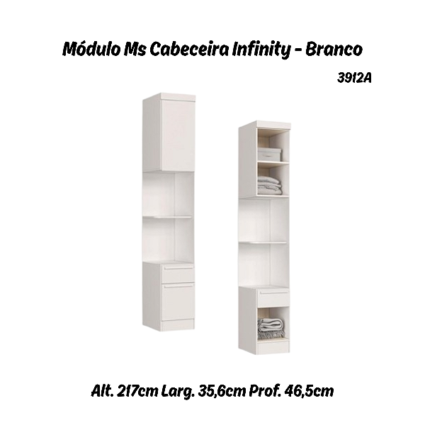 Módulo Mesa Cabeceira 02 Gavetas Infinity - 3912A - Branco - Móveis Castro