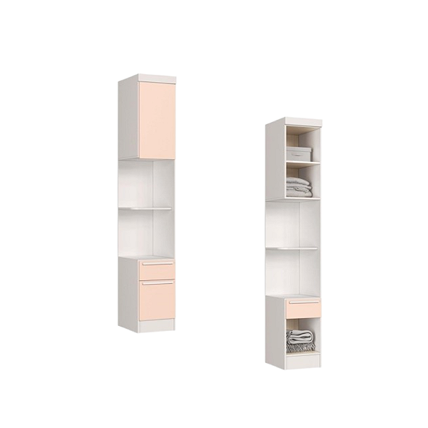 Módulo Mesa Cabeceira 02 Gavetas Infinity - 3912A - Branco/Blush - Móveis Castro