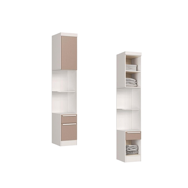 Módulo Mesa Cabeceira 02 Gavetas Infinity - 3912A - Branco/Duna - Móveis Castro