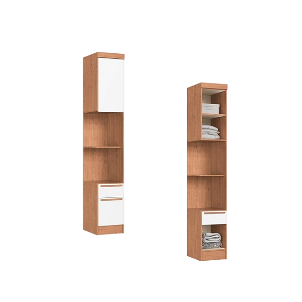 Módulo Mesa Cabeceira 02 Gavetas Infinity - 3912A - Cedro/Branco - Móveis Castro