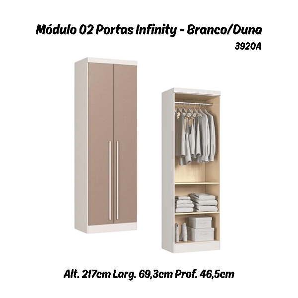 Módulo 02 Portas Infinity - 3920A - Branco/Duna - Móveis Castro