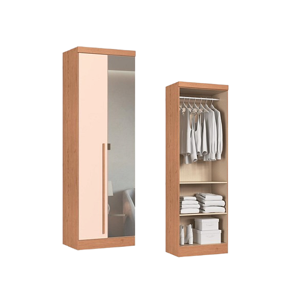 Módulo 02 Portas com Espelho Infinity - 3920A - Cedro/Blush - Móveis Castro