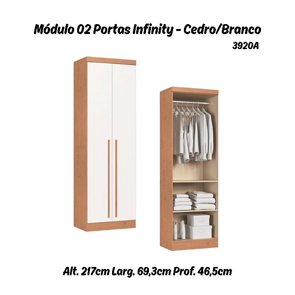 Módulo 02 Portas Infinity - 3920A - Cedro/Branco - Móveis Castro