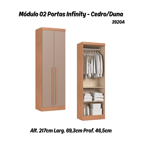 Módulo 02 Portas Infinity - 3920A - Cedro/Duna - Móveis Castro