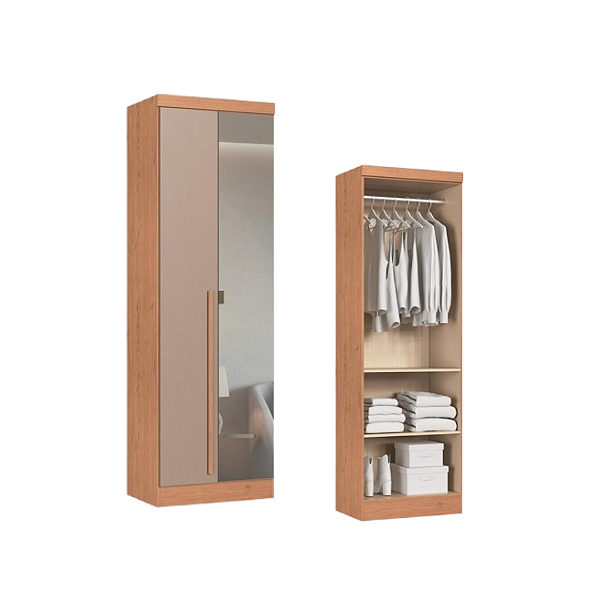 Módulo 02 Portas com Espelho Infinity - 3920A - Cedro/Duna - Móveis Castro