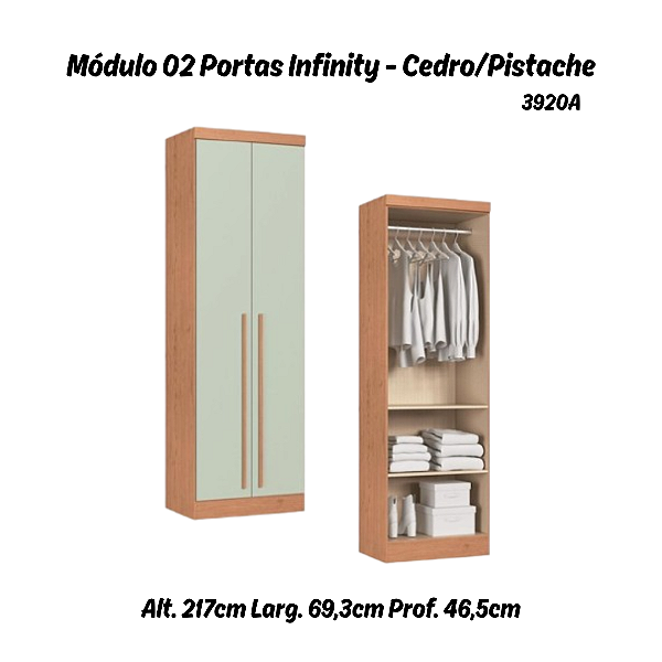 Módulo 02 Portas Infinity - 3920A - Cedro/Pistache - Móveis Castro