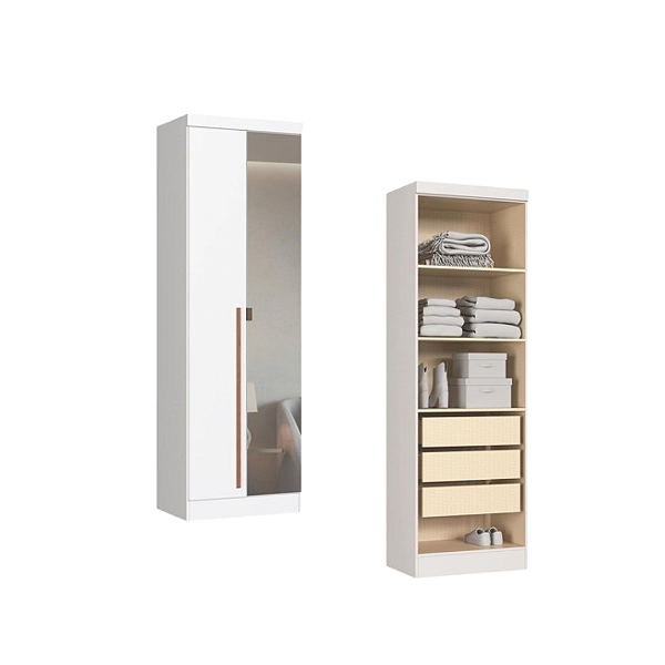 Módulo 02 Portas com Espelho Infinity - 3920A1 - Branco - Móveis Castro