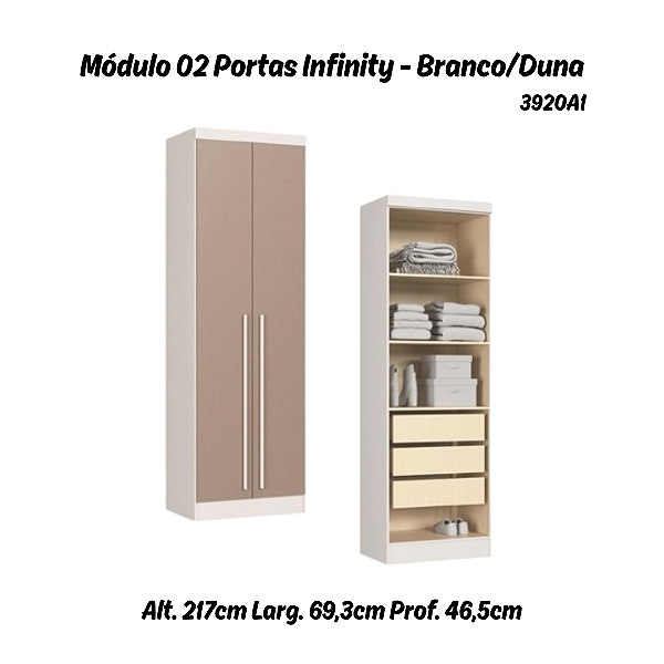 Módulo 02 Portas Infinity - 3920A1 - Branco/Duna - Móveis Castro
