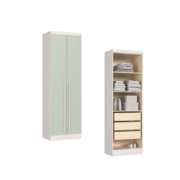 Módulo 02 Portas Infinity - 3920A1 - Branco/Pistache - Móveis Castro