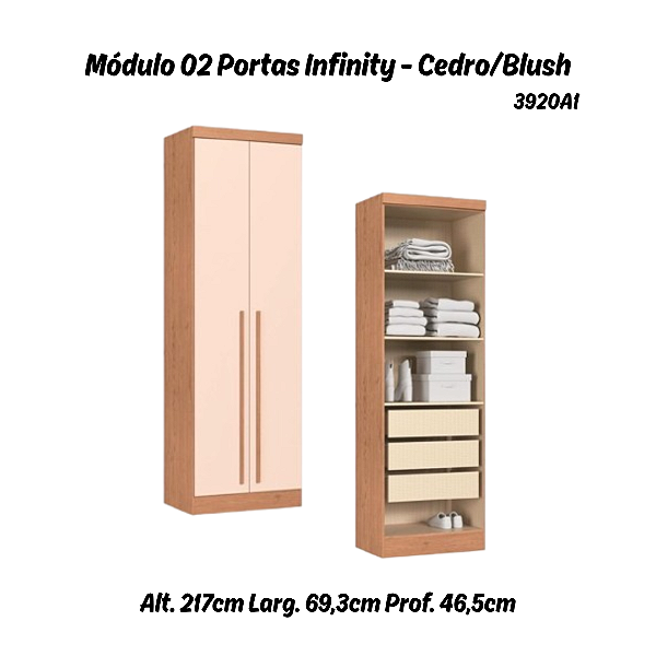 Módulo 02 Portas Infinity - 3920A1 - Cedro/Blush - Móveis Castro