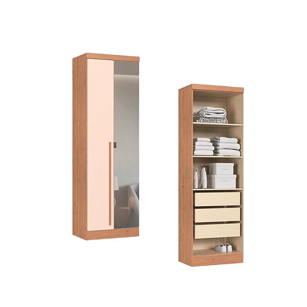 Módulo 02 Portas com Espelho Infinity - 3920A1 - Cedro/Blush - Móveis Castro