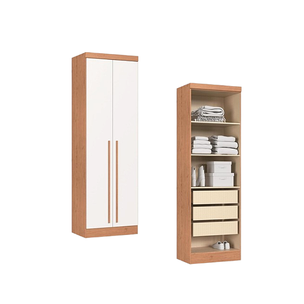 Módulo 02 Portas Infinity - 3920A1 - Cedro/Branco - Móveis Castro