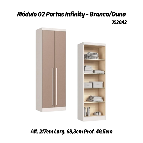 Módulo 02 Portas Infinity - 3920A2 - Branco/Duna - Móveis Castro