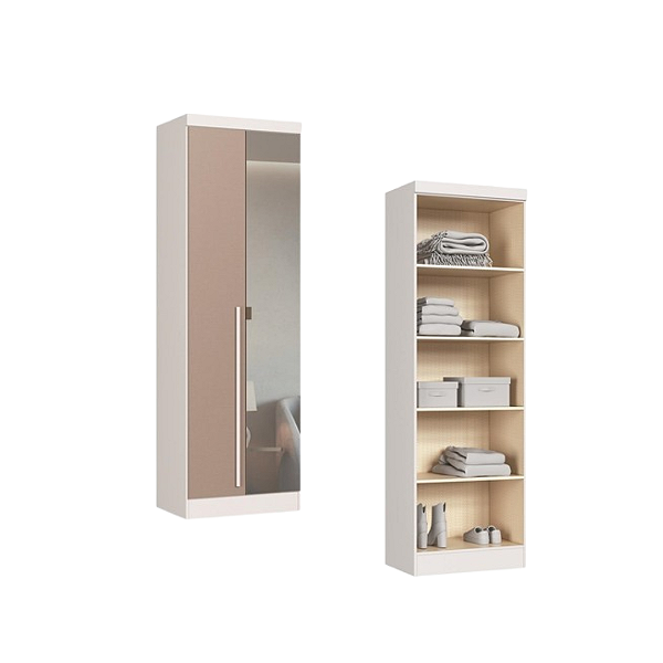 Módulo 02 Portas com Espelho Infinity - 3920A2 - Branco/Duna - Móveis Castro