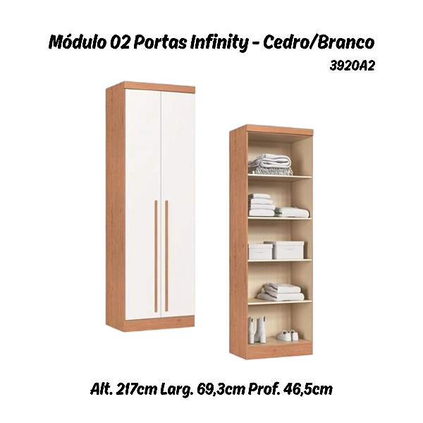 Módulo 02 Portas Infinity - 3920A2 - Cedro/Branco - Móveis Castro