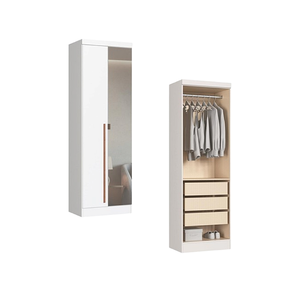 Módulo 02 Portas com Espelho Infinity - 3920A3 - Branco - Móveis Castro