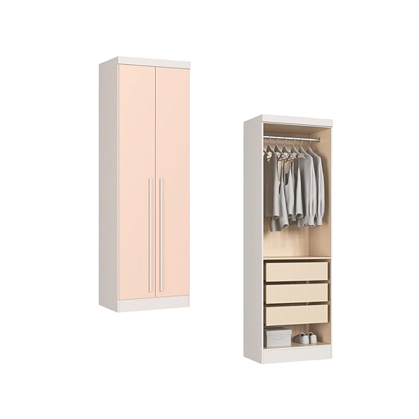 Módulo 02 Portas Infinity - 3920A3 - Branco/Blush - Móveis Castro