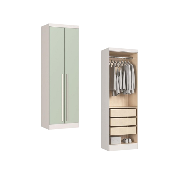 Módulo 02 Portas Infinity - 3920A3 - Branco/Pistache - Móveis Castro