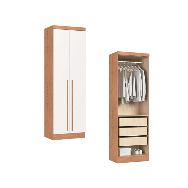 Módulo 02 Portas Infinity - 3920A3 - Cedro/Branco - Móveis Castro