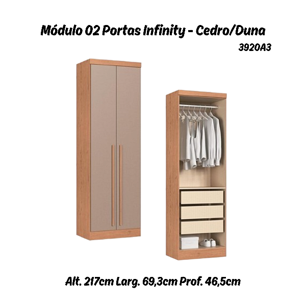Módulo 02 Portas Infinity - 3920A3 - Cedro/Duna - Móveis Castro