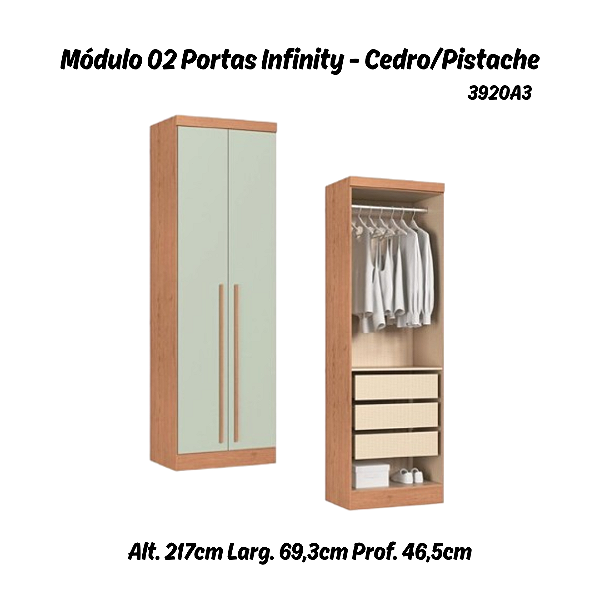 Módulo 02 Portas Infinity - 3920A3 - Cedro/Pistache - Móveis Castro